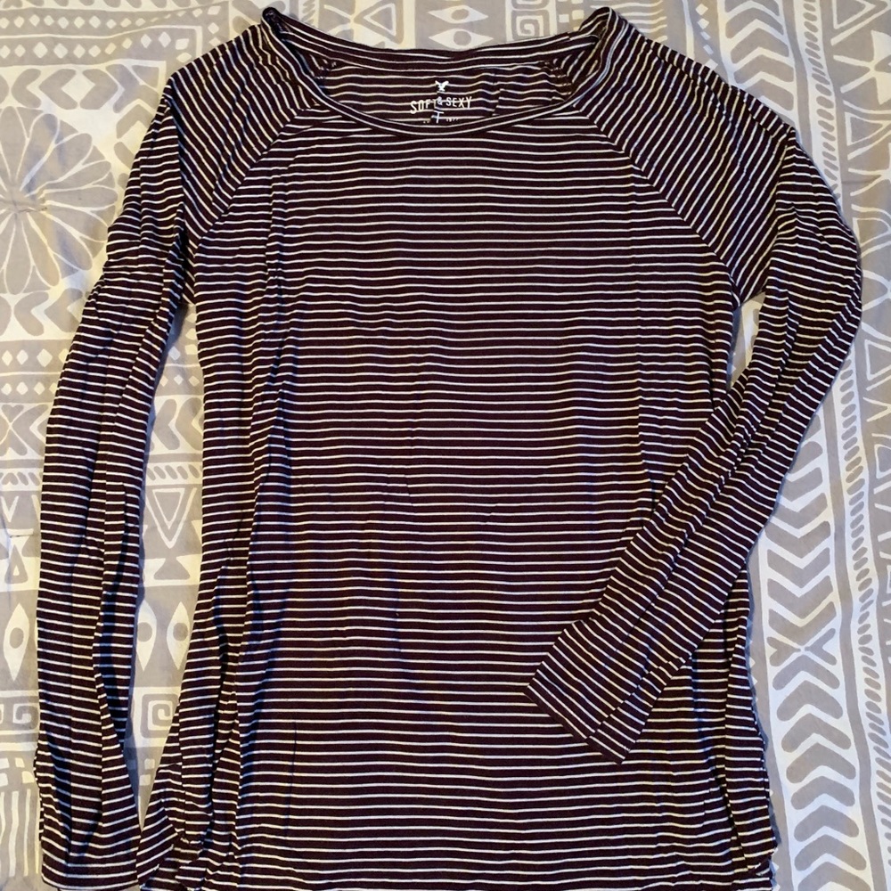 Striped long-sleeve American Eagle shirt